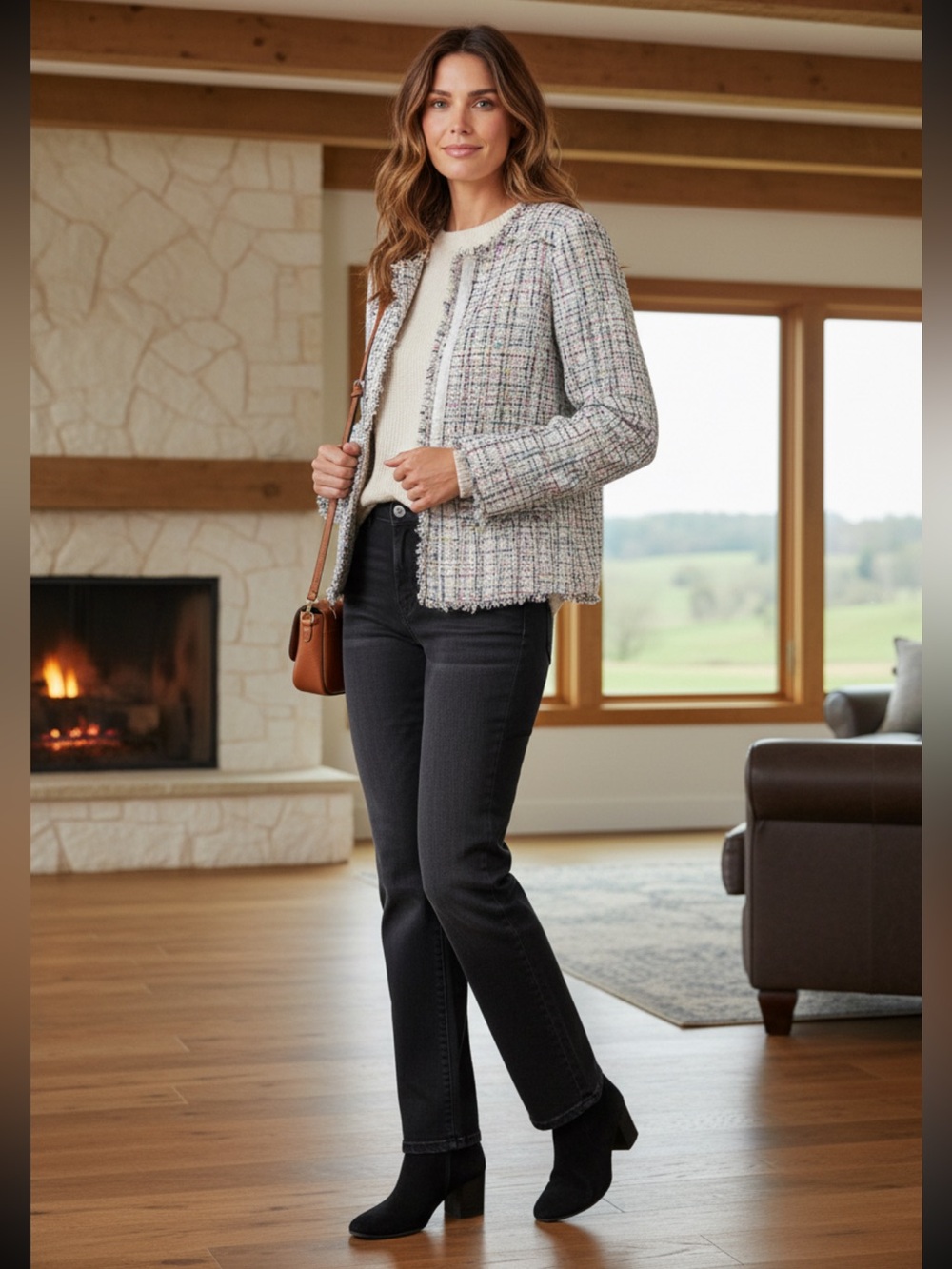 Worthington Pastel Tweed Open-Front Jacket